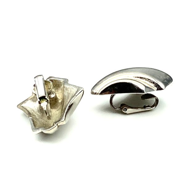 Vintage Baroque Flourish Earrings, Silver Tone Clip On Ornate - Picture 5 of 5